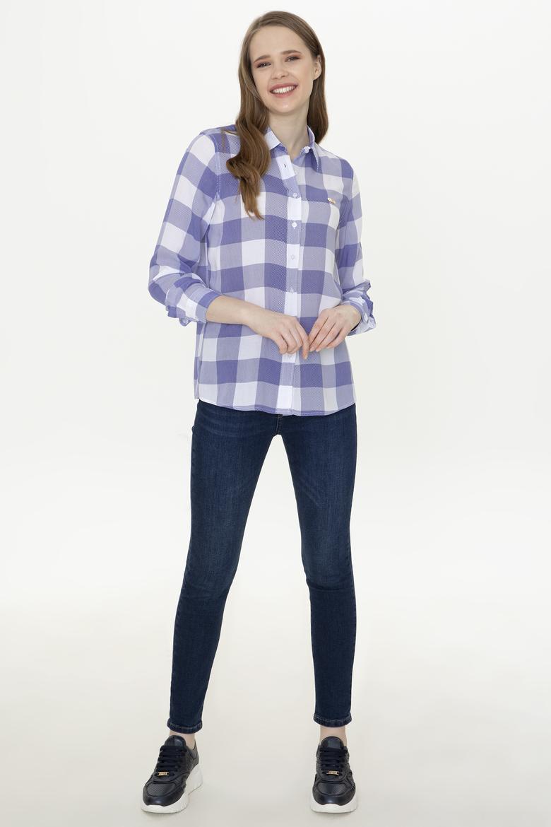 Kadın Mavi Uzun Kollu Gömlek - 50251758002