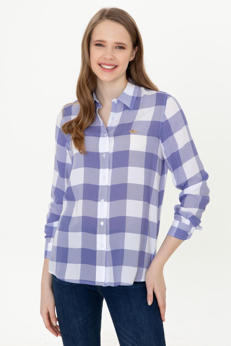 Kadın Mavi Uzun Kollu Gömlek