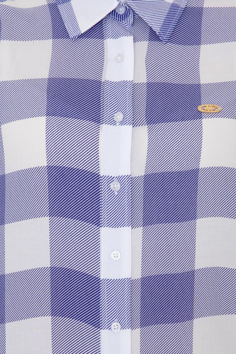 Kadın Mavi Uzun Kollu Gömlek - 50251758002