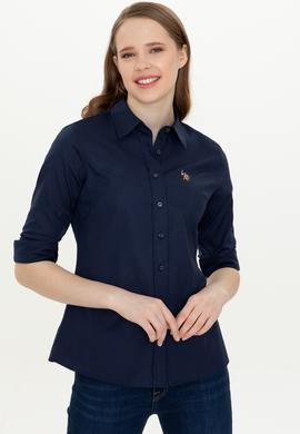 Kadın Lacivert Uzun Kollu Basic Gömlek - 50246454042