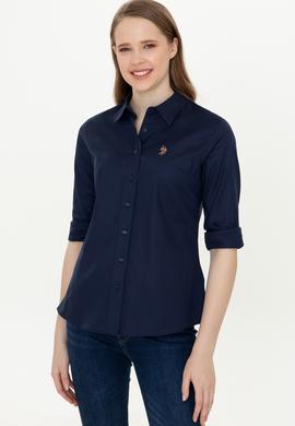 Kadın Lacivert Uzun Kollu Basic Gömlek - 50246454042