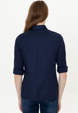 Kadın Lacivert Uzun Kollu Basic Gömlek - 50246454042