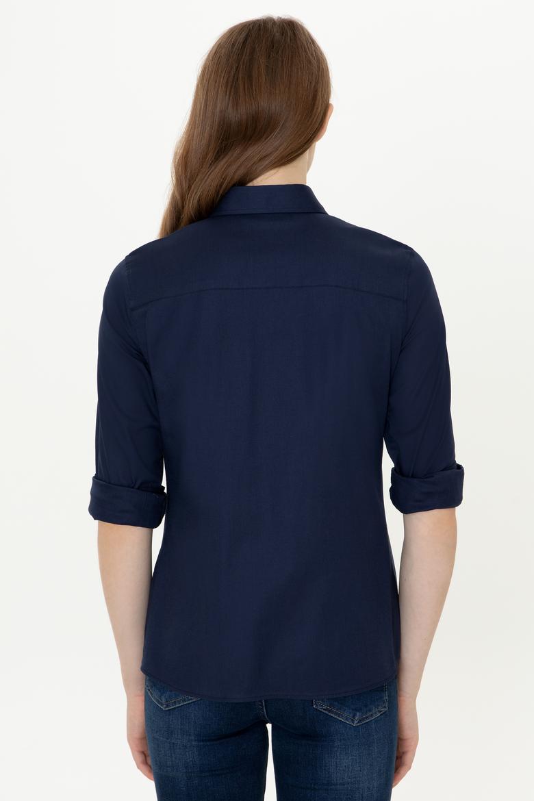 Kadın Lacivert Uzun Kollu Basic Gömlek - 50246454042