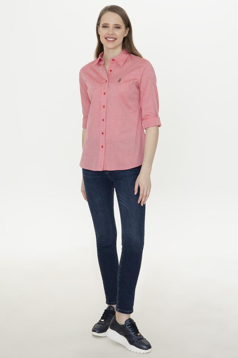 Kadın Kırmızı Uzun Kollu Basic Gömlek - 50246454096