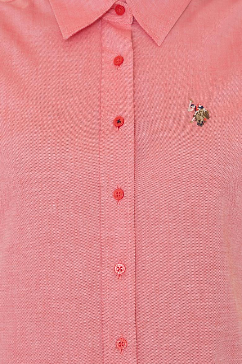 Kadın Kırmızı Uzun Kollu Basic Gömlek - 50246454096