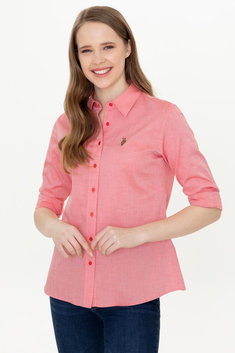 Kadın Kırmızı Uzun Kollu Basic Gömlek - 50246454096