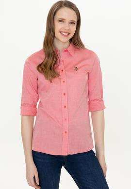 Kadın Kırmızı Uzun Kollu Basic Gömlek - 50246454096