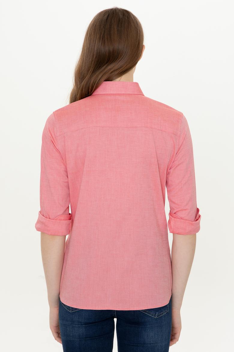 Kadın Kırmızı Uzun Kollu Basic Gömlek - 50246454096