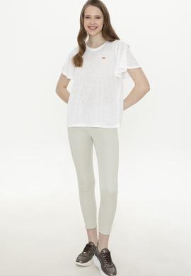 Kadın Beyaz Bisiklet Yaka Tişört - 50247099003