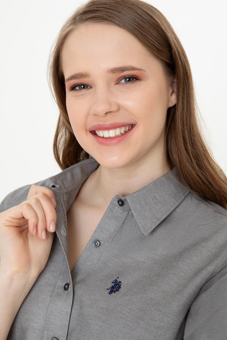 Kadın Antrasit Uzun Kollu Basic Gömlek - 50253658094