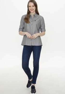 Kadın Antrasit Uzun Kollu Basic Gömlek - 50253658094