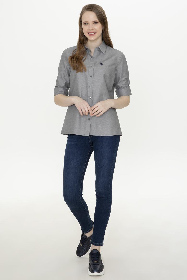 Kadın Antrasit Uzun Kollu Basic Gömlek - 50253658094