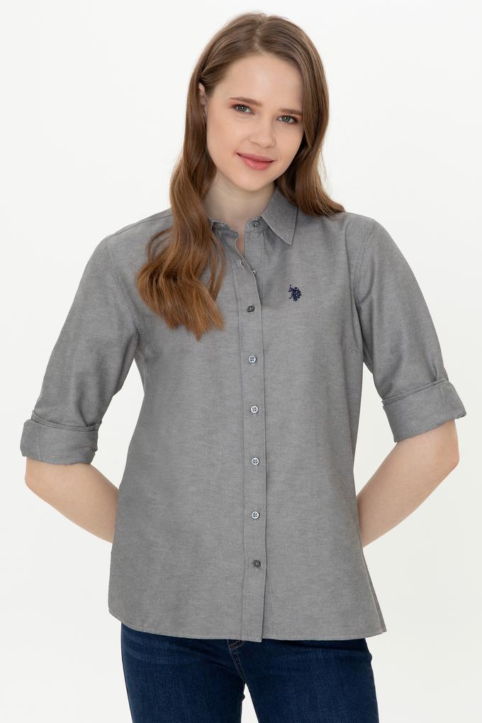 Kadın Antrasit Uzun Kollu Basic Gömlek