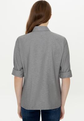 Kadın Antrasit Uzun Kollu Basic Gömlek - 50253658094