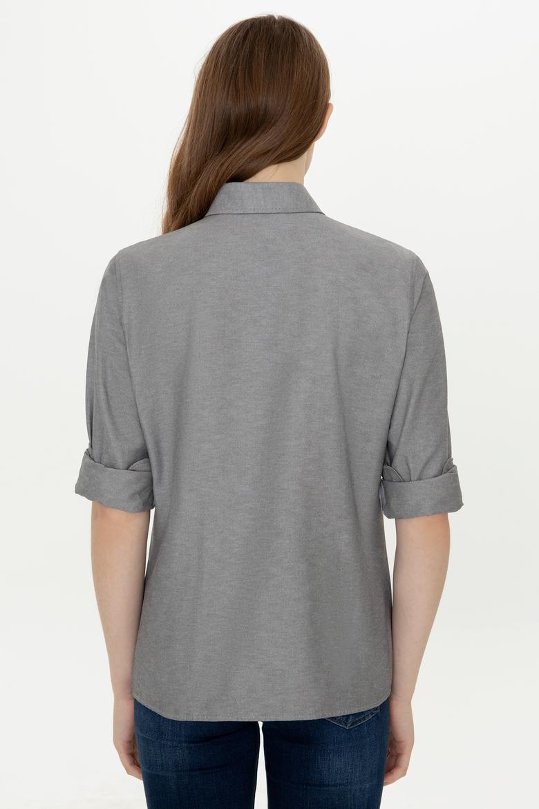 Kadın Antrasit Uzun Kollu Basic Gömlek - 50253658094