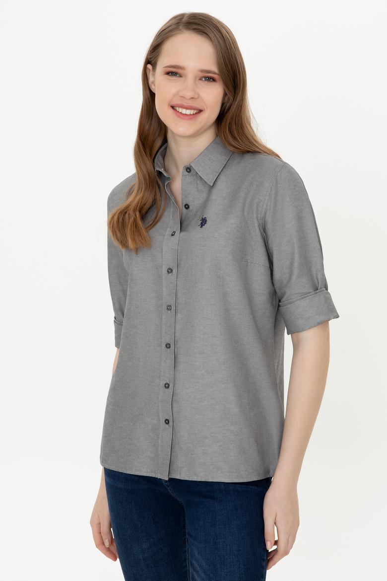 Kadın Antrasit Uzun Kollu Basic Gömlek - 50253658094