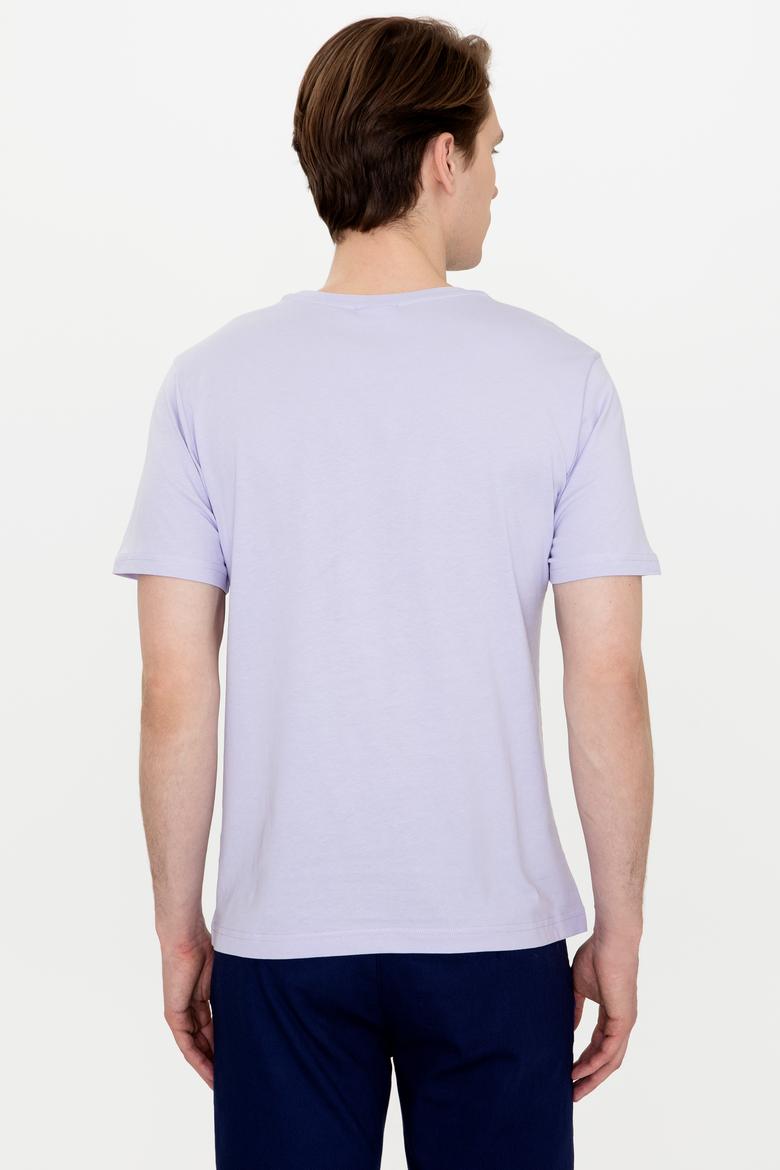 Erkek Lila Bisiklet Yaka Tişört - 50246118036