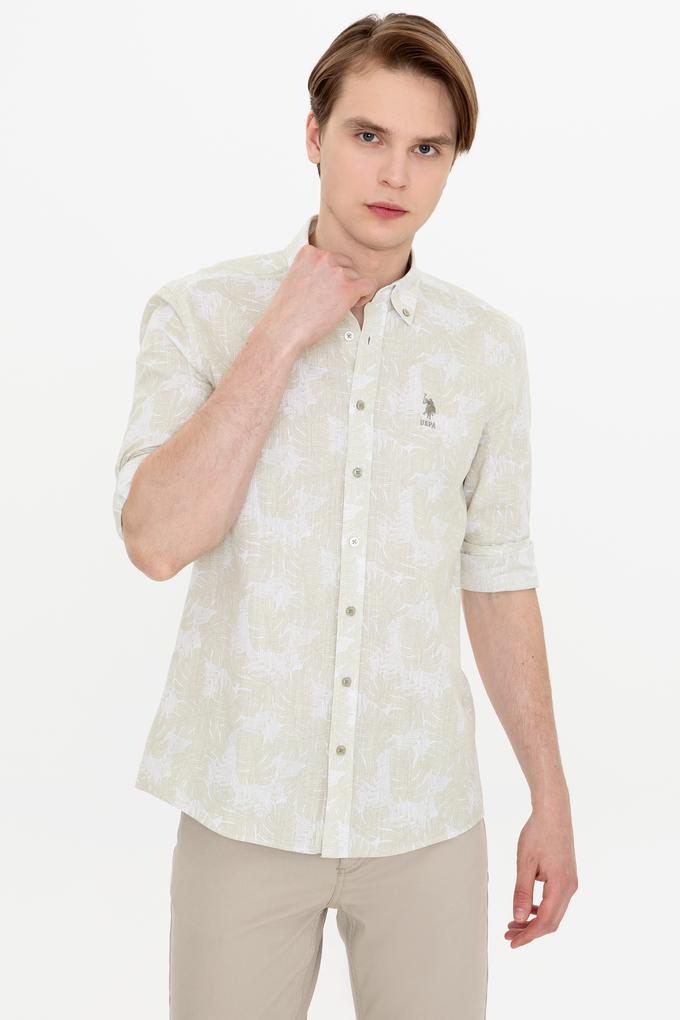 Erkek Haki Uzun Kollu Gömlek