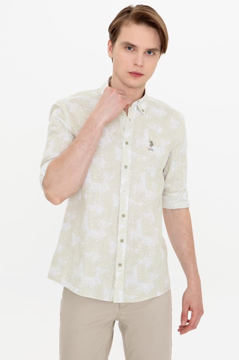 Erkek Haki Uzun Kollu Gömlek