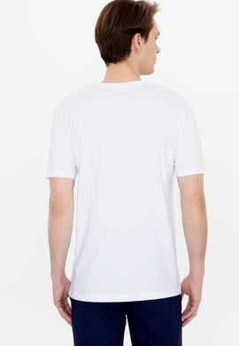 Erkek Beyaz Bisiklet Yaka Tişört - 50246119007