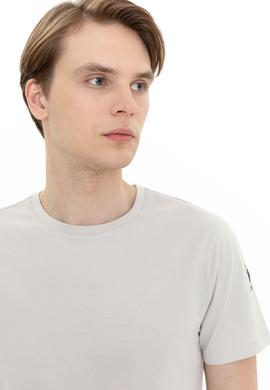 Erkek Gri Bisiklet Yaka T-Shirt - 50251779120