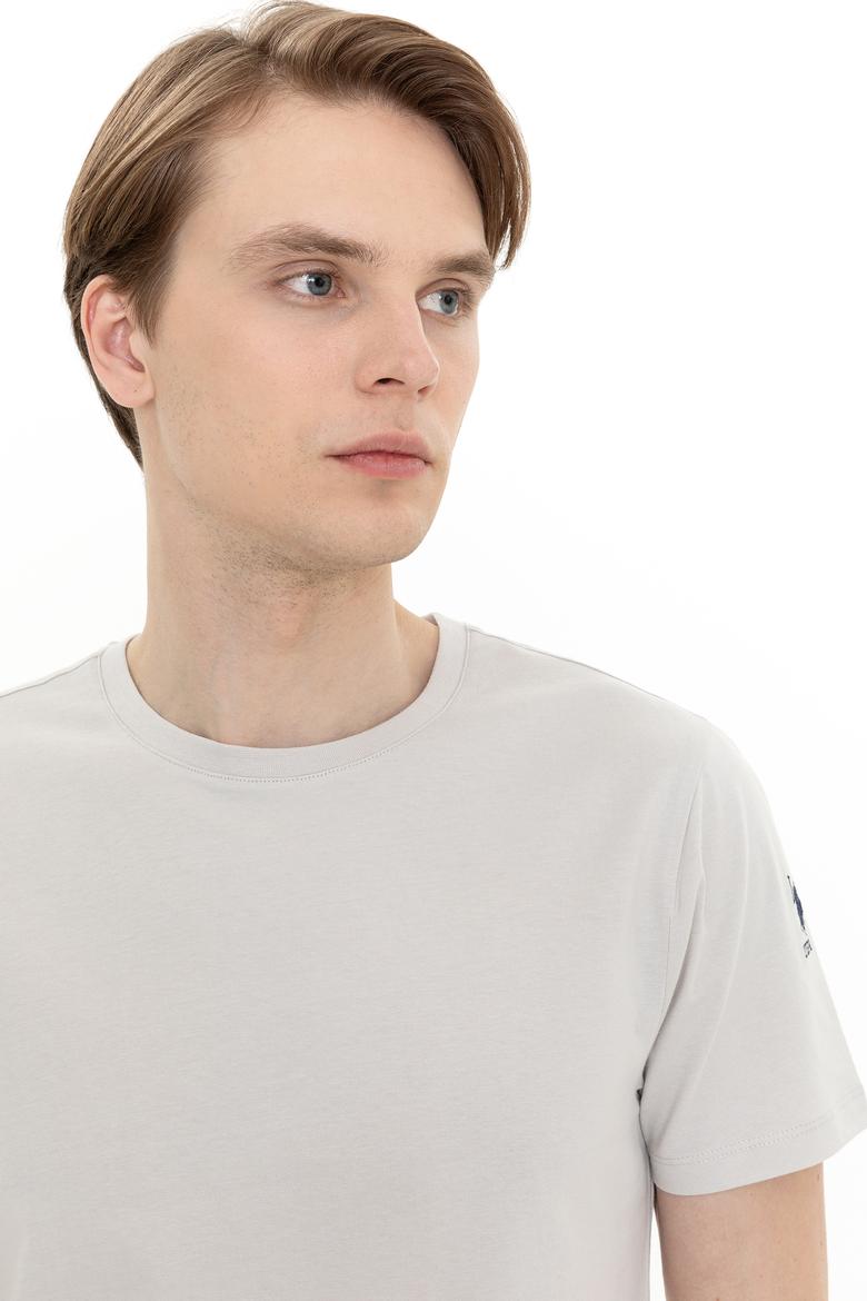 Erkek Gri Bisiklet Yaka T-Shirt - 50251779120