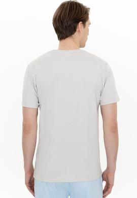 Erkek Gri Bisiklet Yaka T-Shirt - 50251779120