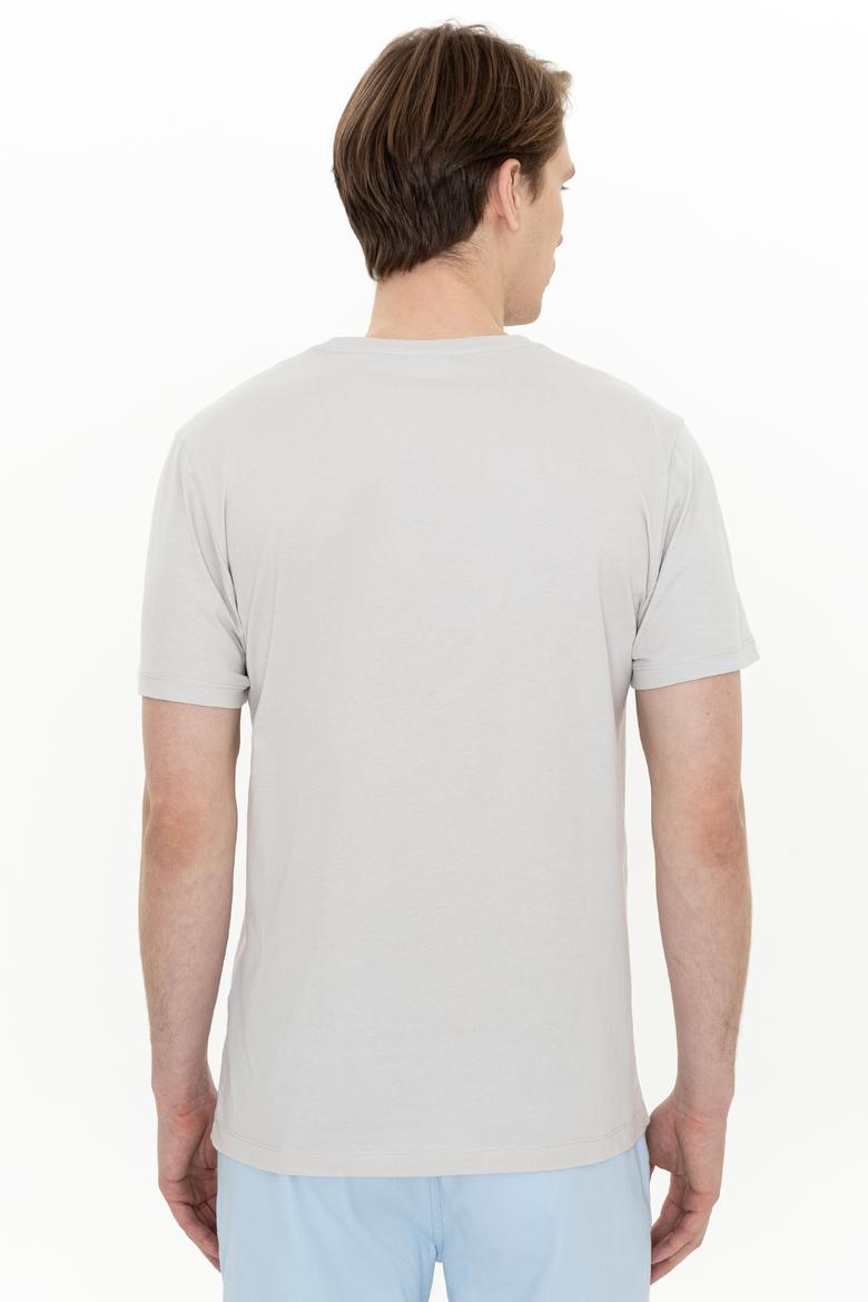 Erkek Gri Bisiklet Yaka T-Shirt - 50251779120