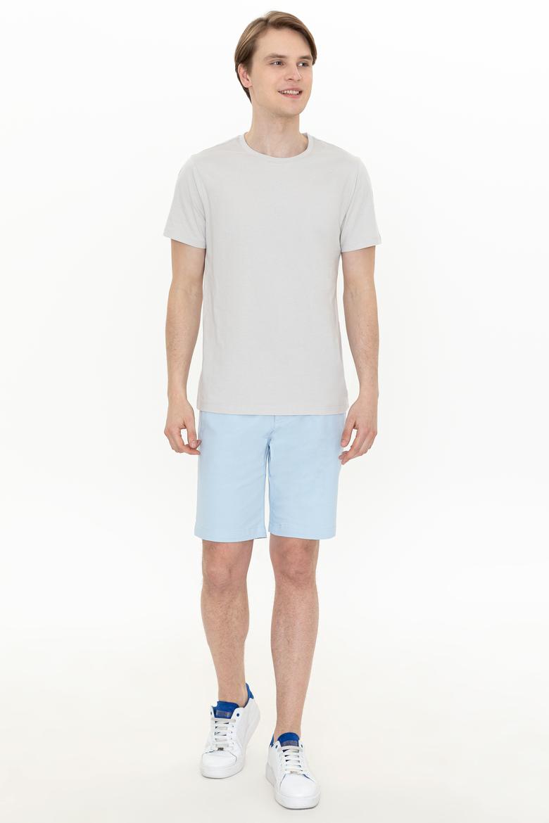 Erkek Gri Bisiklet Yaka T-Shirt - 50251779120