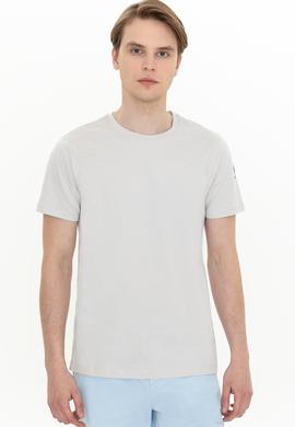 Erkek Gri Bisiklet Yaka T-Shirt - 50251779120