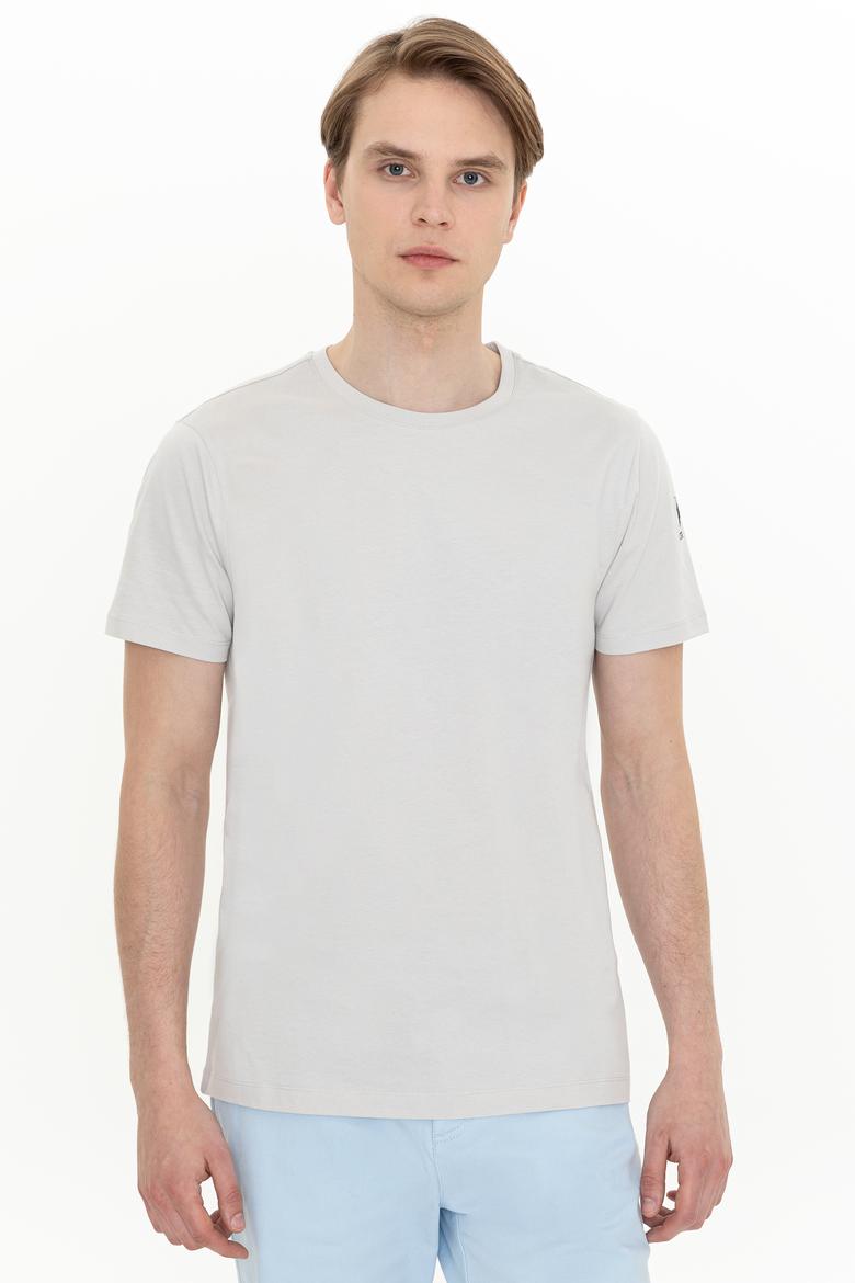 Erkek Gri Bisiklet Yaka T-Shirt - 50251779120