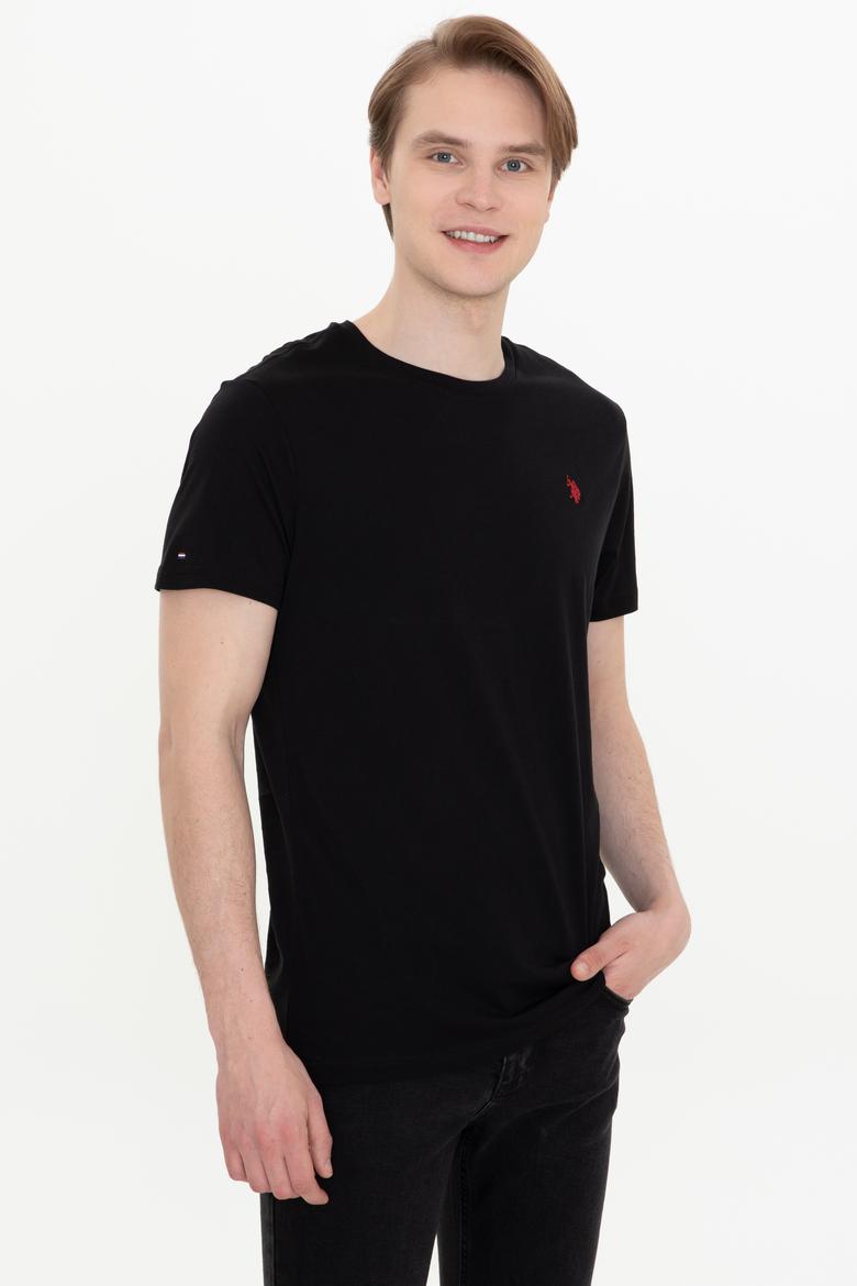 Erkek Siyah Basic Bisiklet Yaka Tişört - 50248521026