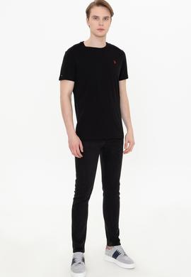 Erkek Siyah Basic Bisiklet Yaka Tişört - 50248521026