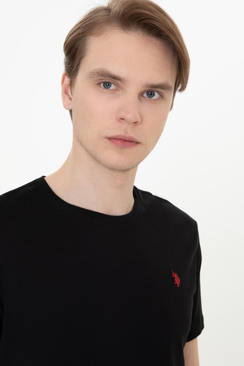 Erkek Siyah Basic Bisiklet Yaka Tişört - 50248521026