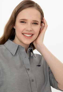 Kadın Antrasit Uzun Kollu Basic Gömlek - 50249850084