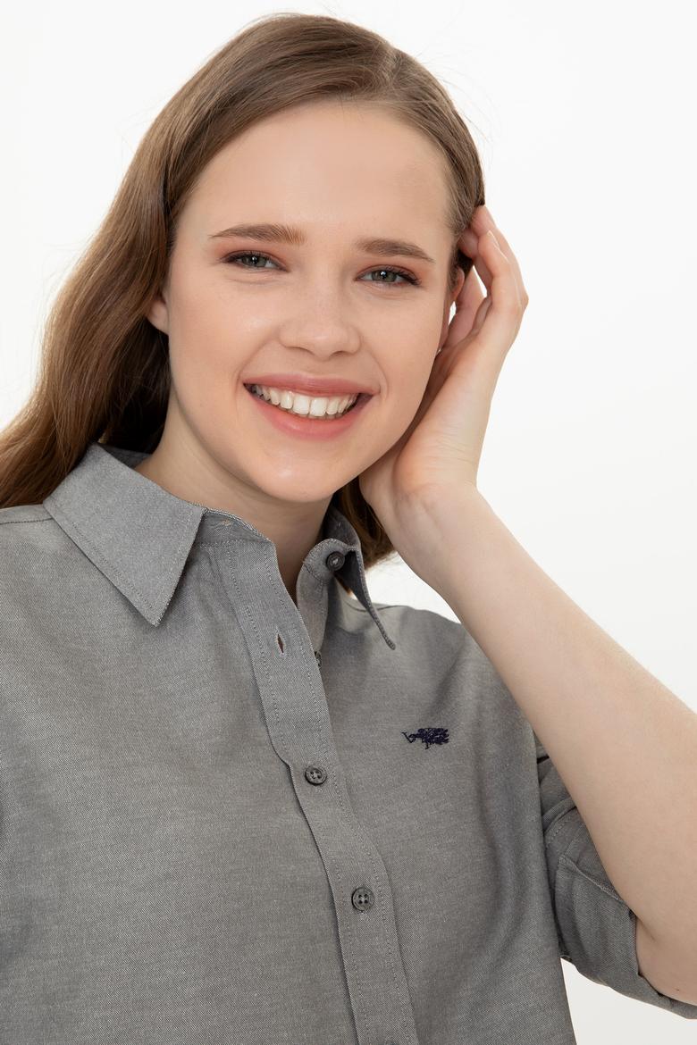 Kadın Antrasit Uzun Kollu Basic Gömlek - 50249850084