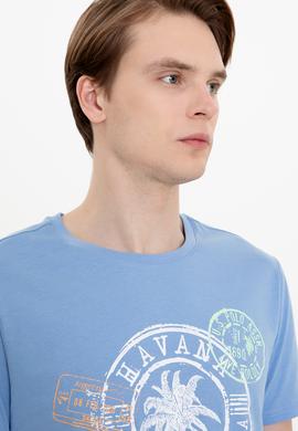 Erkek Koyu Mavi Bisiklet Yaka Tişört - 50246119038