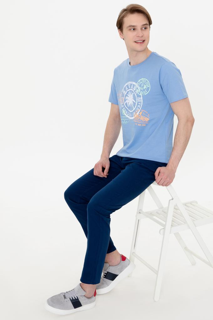 Erkek Koyu Mavi Bisiklet Yaka Tişört