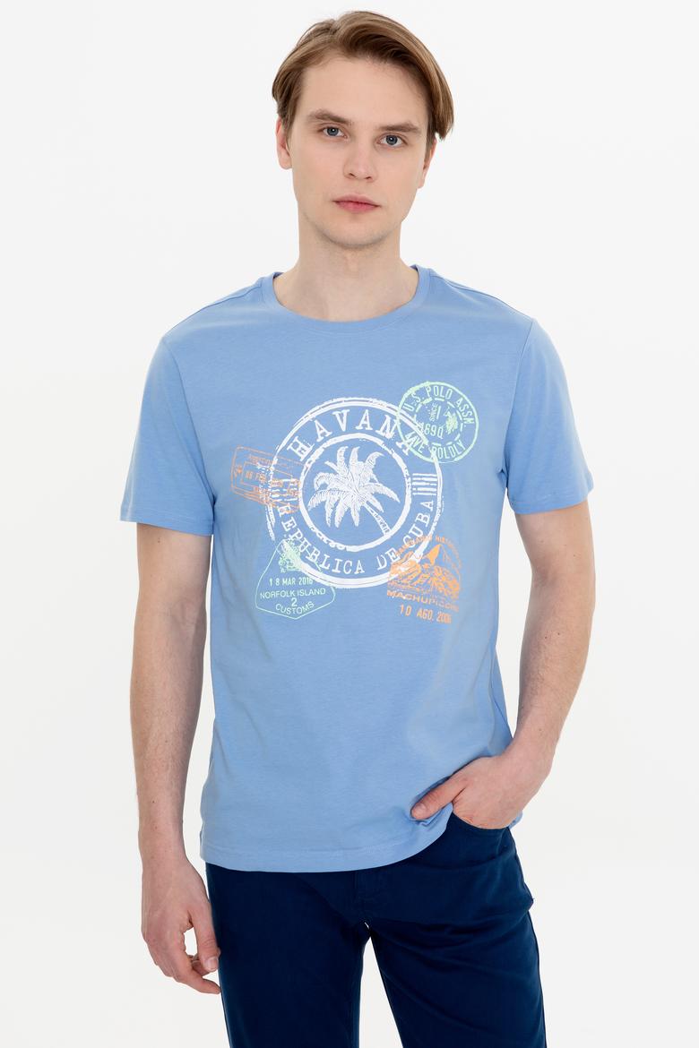 Erkek Koyu Mavi Bisiklet Yaka Tişört - 50246119038