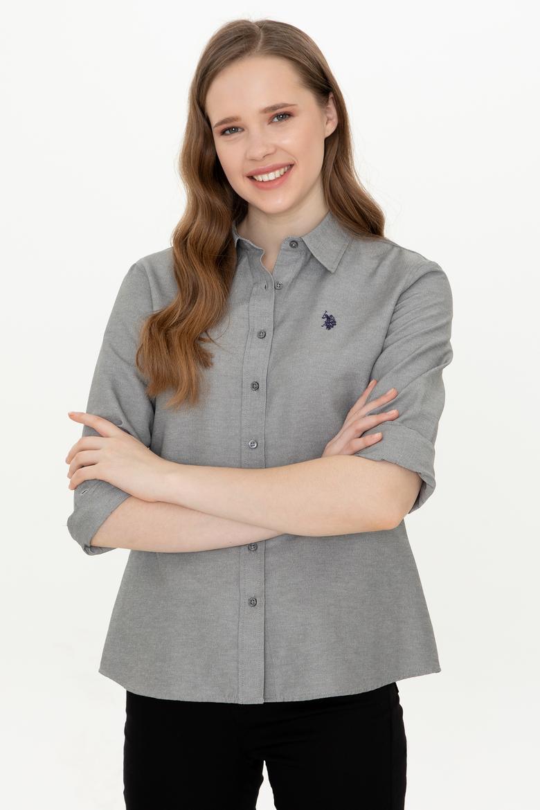 Kadın Antrasit Uzun Kollu Basic Gömlek - 50249850084