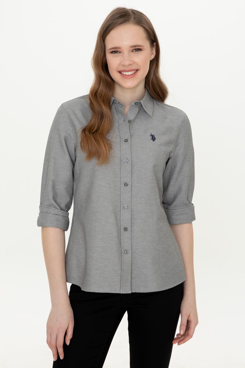 Kadın Antrasit Uzun Kollu Basic Gömlek