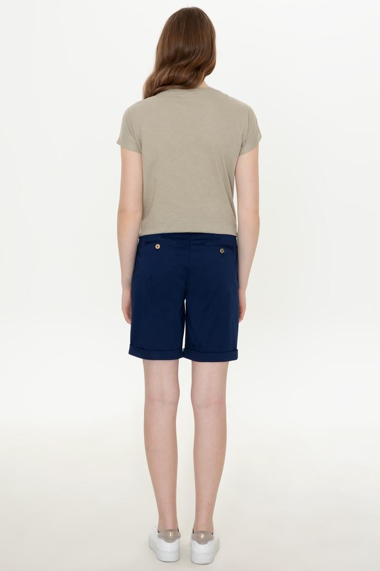 Kadın Lacivert Dokuma Şort - 50246039027