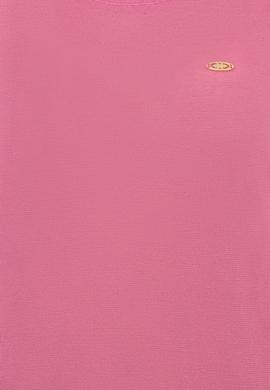 Kadın Pembe Bisiklet Yaka Tişört - 50247099022