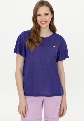 Kadın Mavi Bisiklet Yaka Tişört - 50247099037