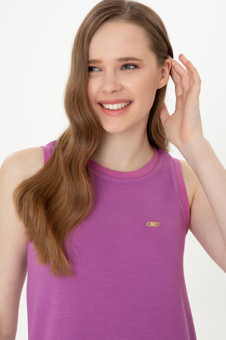 Kadın Menekşe Bisiklet Yaka Örme Elbise - 50249045006