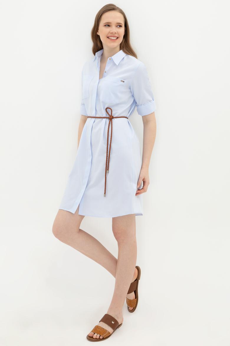 Kadın Mavi Dokuma Elbise - 50249789012