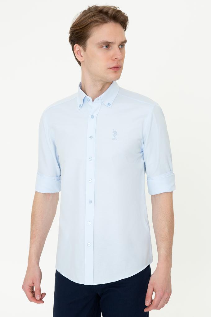 Erkek Açık Mavi Uzun Kollu Basic Gömlek