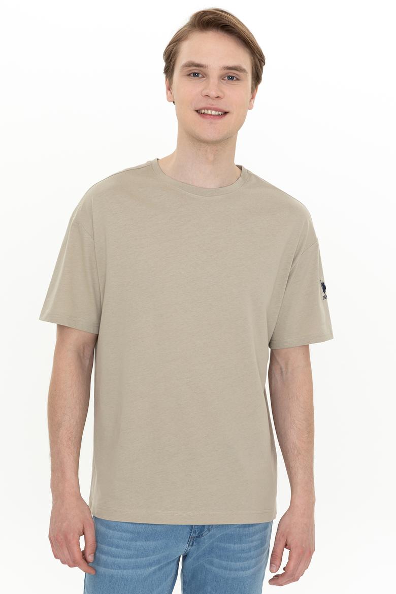 Erkek Haki Oversize Bisiklet Yaka Tişört