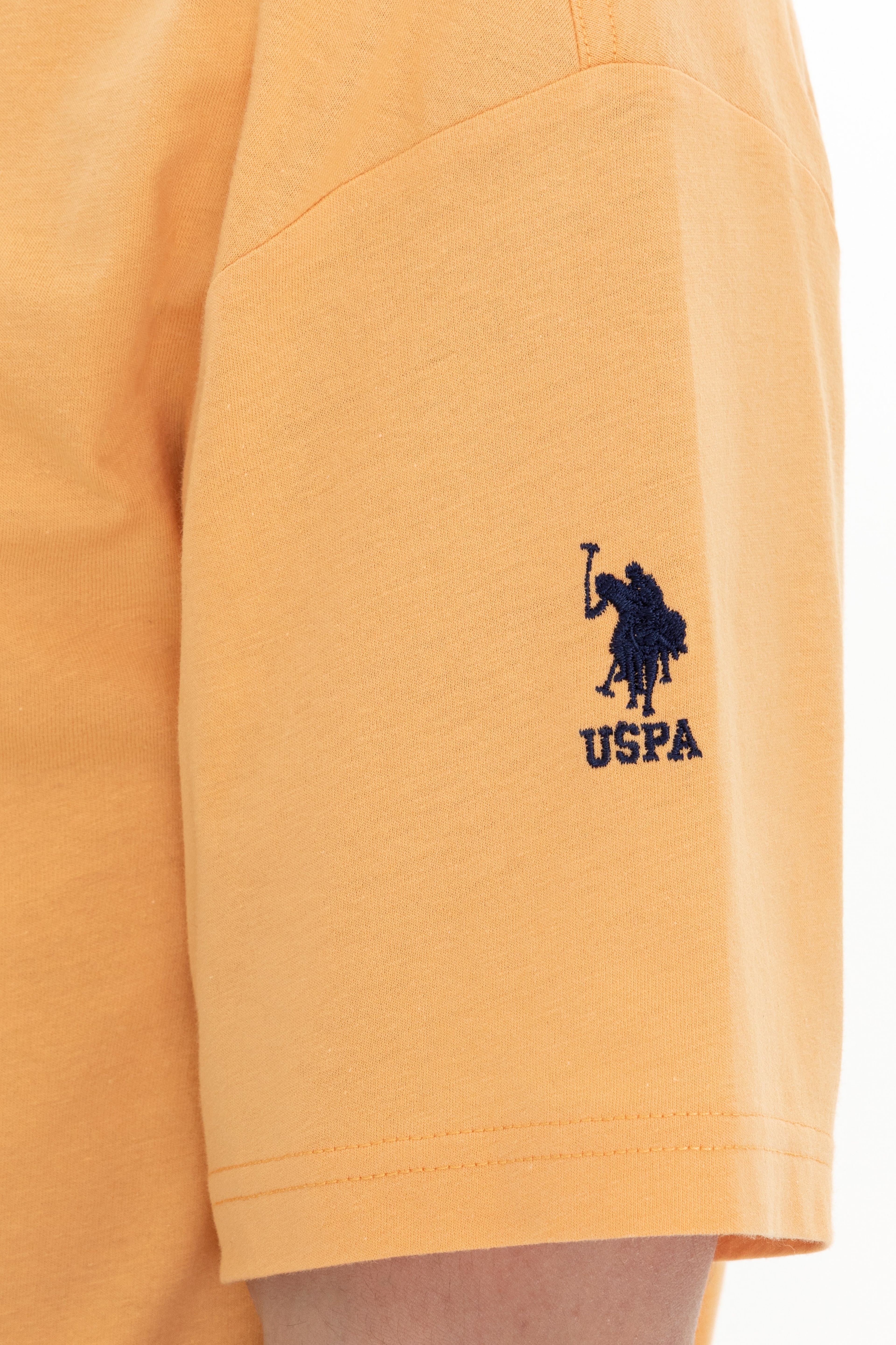 Erkek Açık Turuncu Bisiklet Yaka Oversize T-Shirt