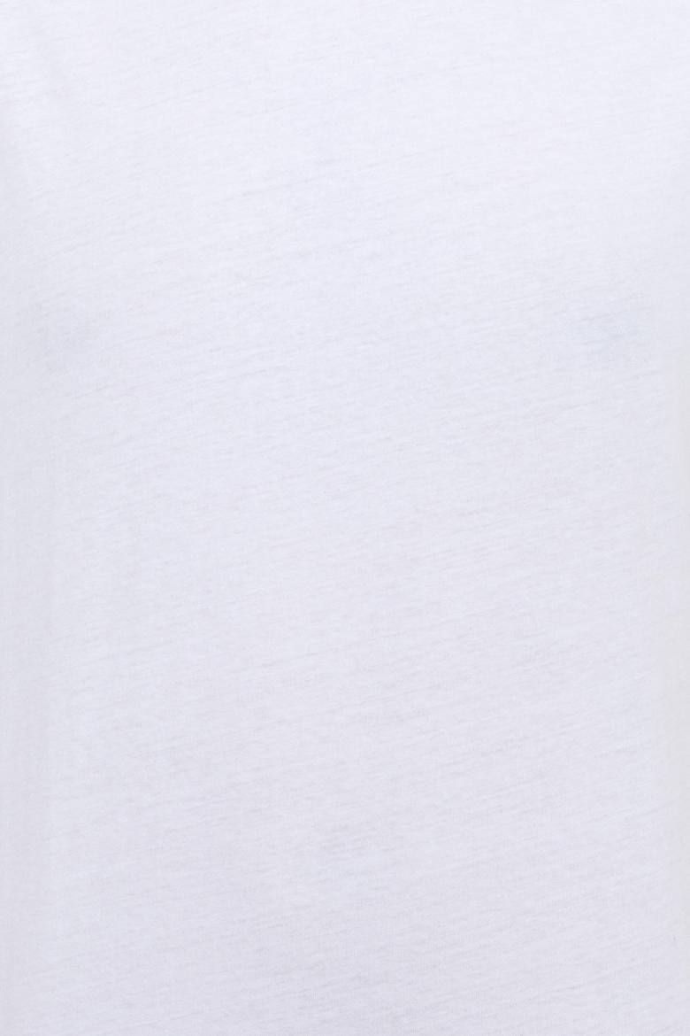 Erkek Beyaz Oversize Bisiklet Yaka Tişört - 50252132019